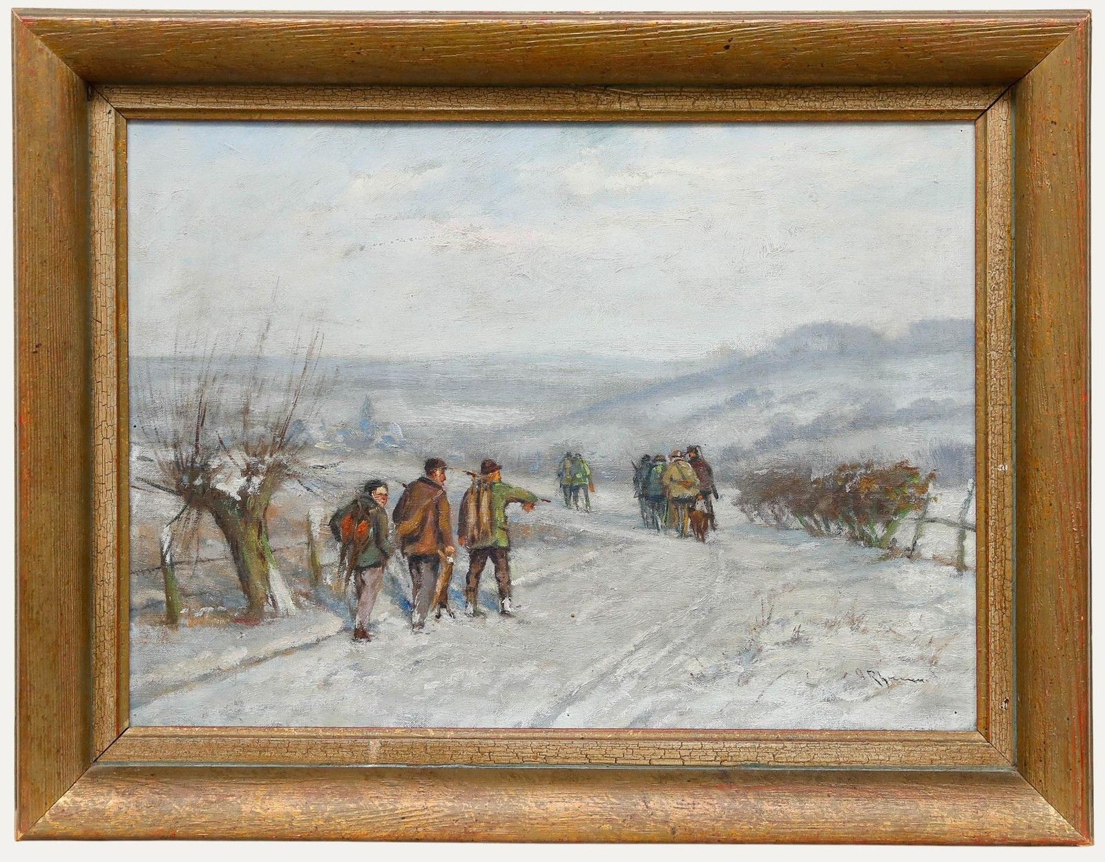 Adolf Rheinert (1879 1958) Mid 20th Century Oil, Returning Home From The Hunt