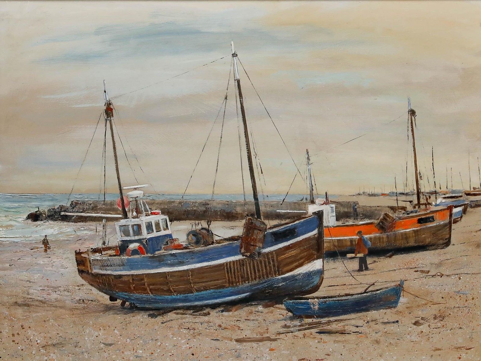 Eric Wale (1916 2001) Framed 20th Century Oil, Beached Boats photo furniture
