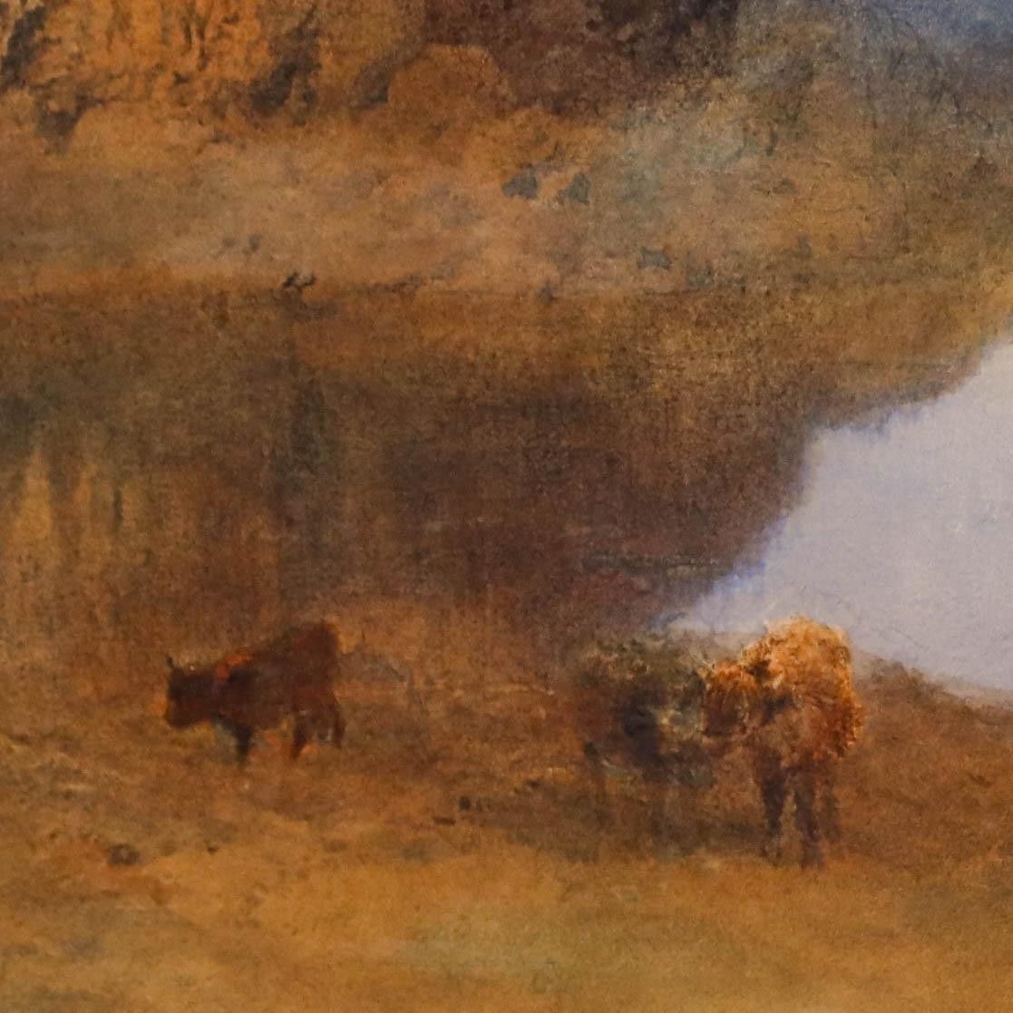 Framed 19th Century Watercolour Cattle In A Mountain Landscape photo 250.0