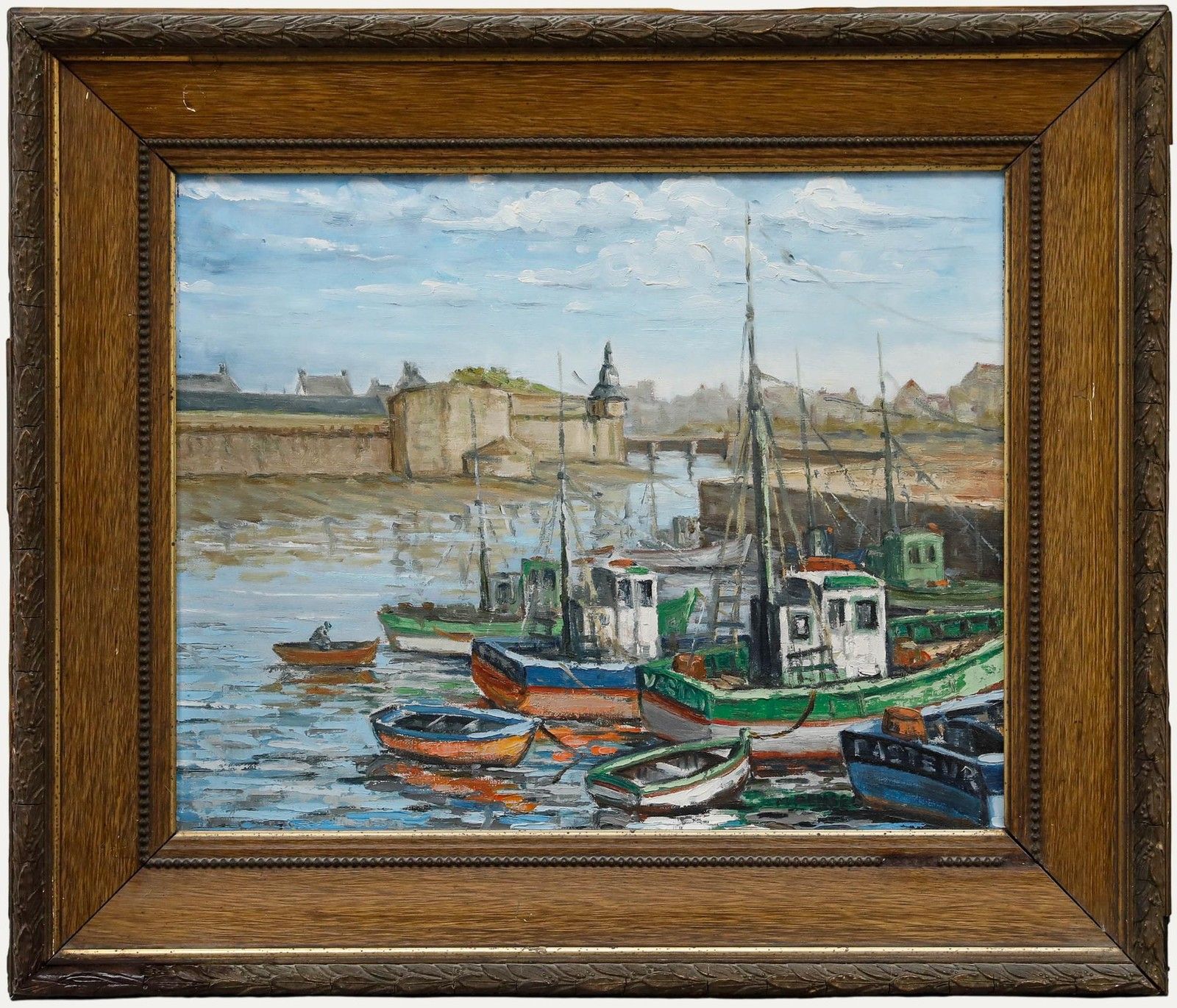 M. Pensec Framed 20th Century Oil, Le Port De Concarneau