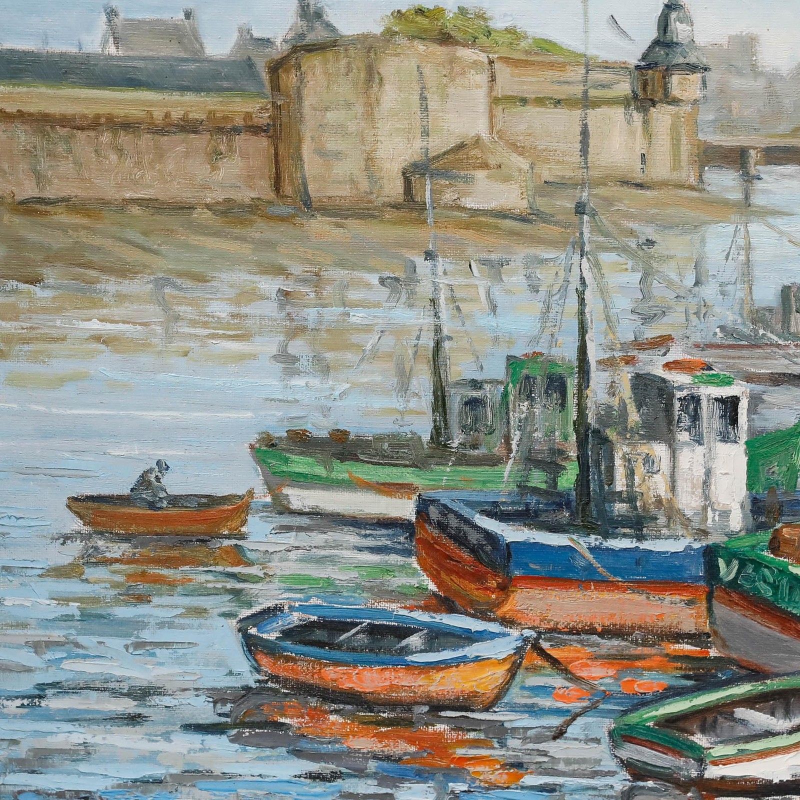 M. Pensec Framed 20th Century Oil, Le Port De Concarneau photo 395.0