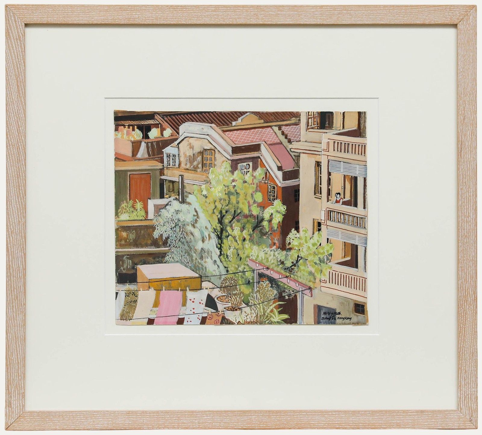 M. F. Griffith Framed 20th Century Gouache, Hong Kong