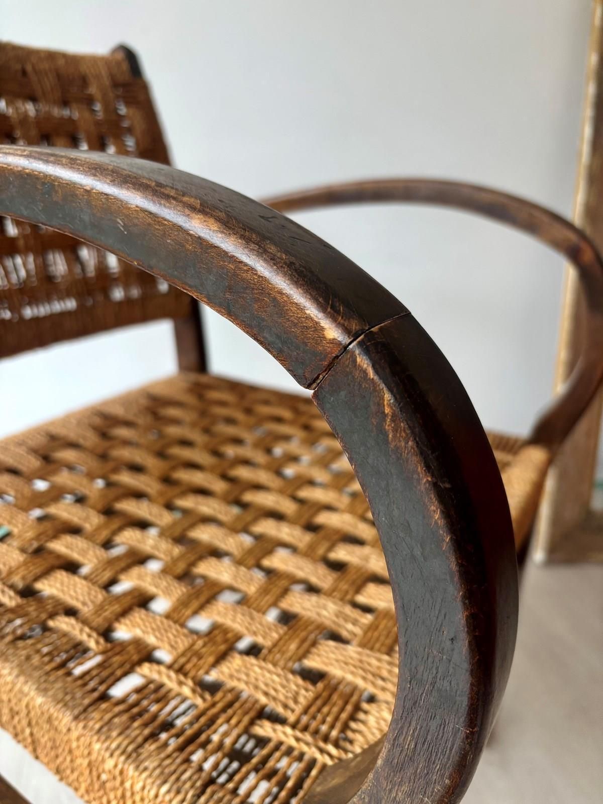 Vintage Bauhaus Style Woven Rope Armchair photo vinterior