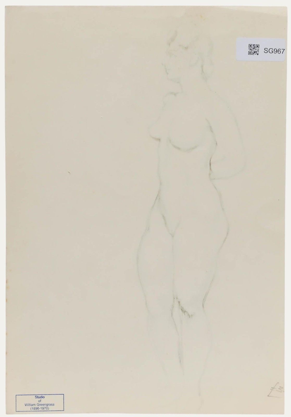 William Greengrass (1896 1970) Mid 20th Century Ink Drawing, Standing Nude photo for sale