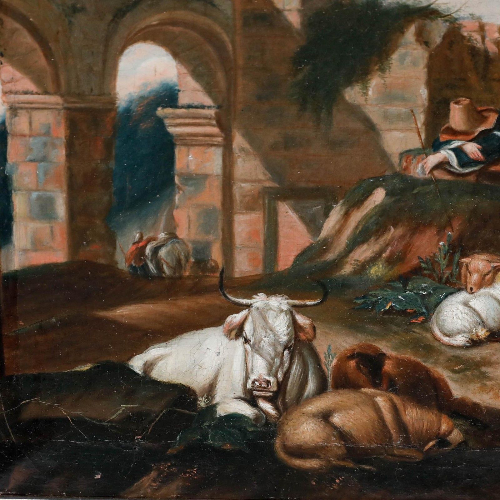 Italian School C.1800 Oil The Sleeping Shepherd photo Art