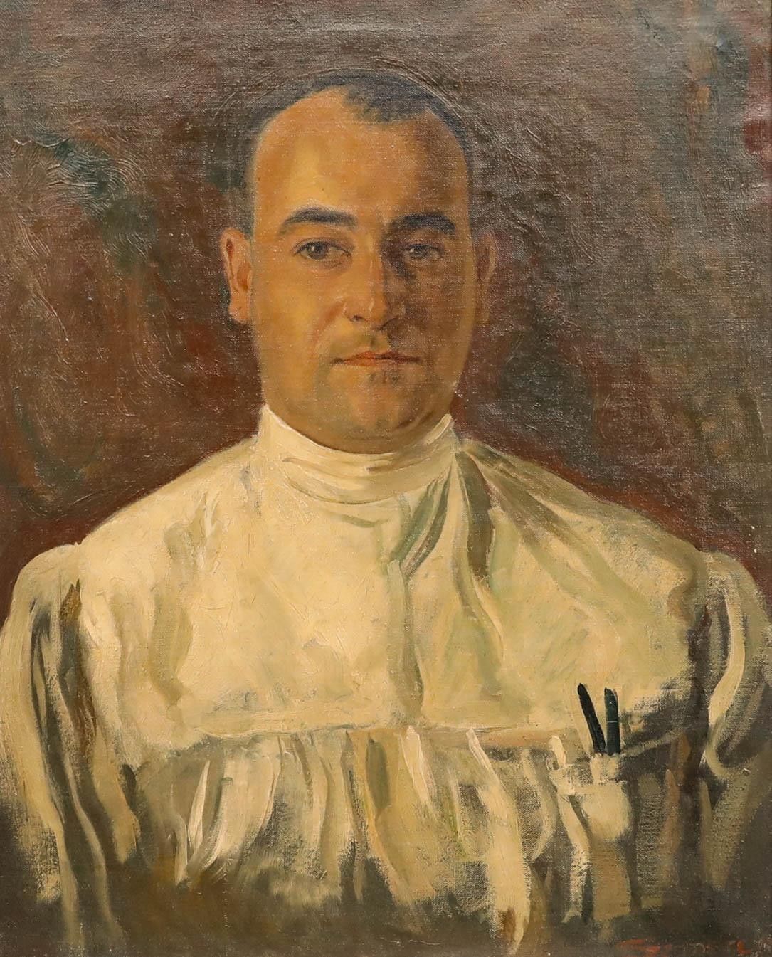 Framed Mid 20th Century Oil Portrait Of A Surgeon photo furniture