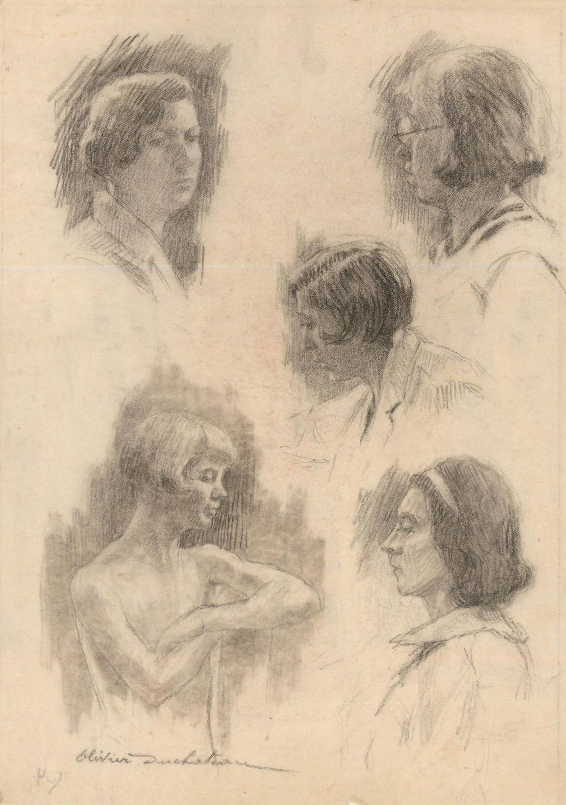 Olivier Duchateau (1876 1939) Early 20th Century Graphite, Heady Studies photo furniture