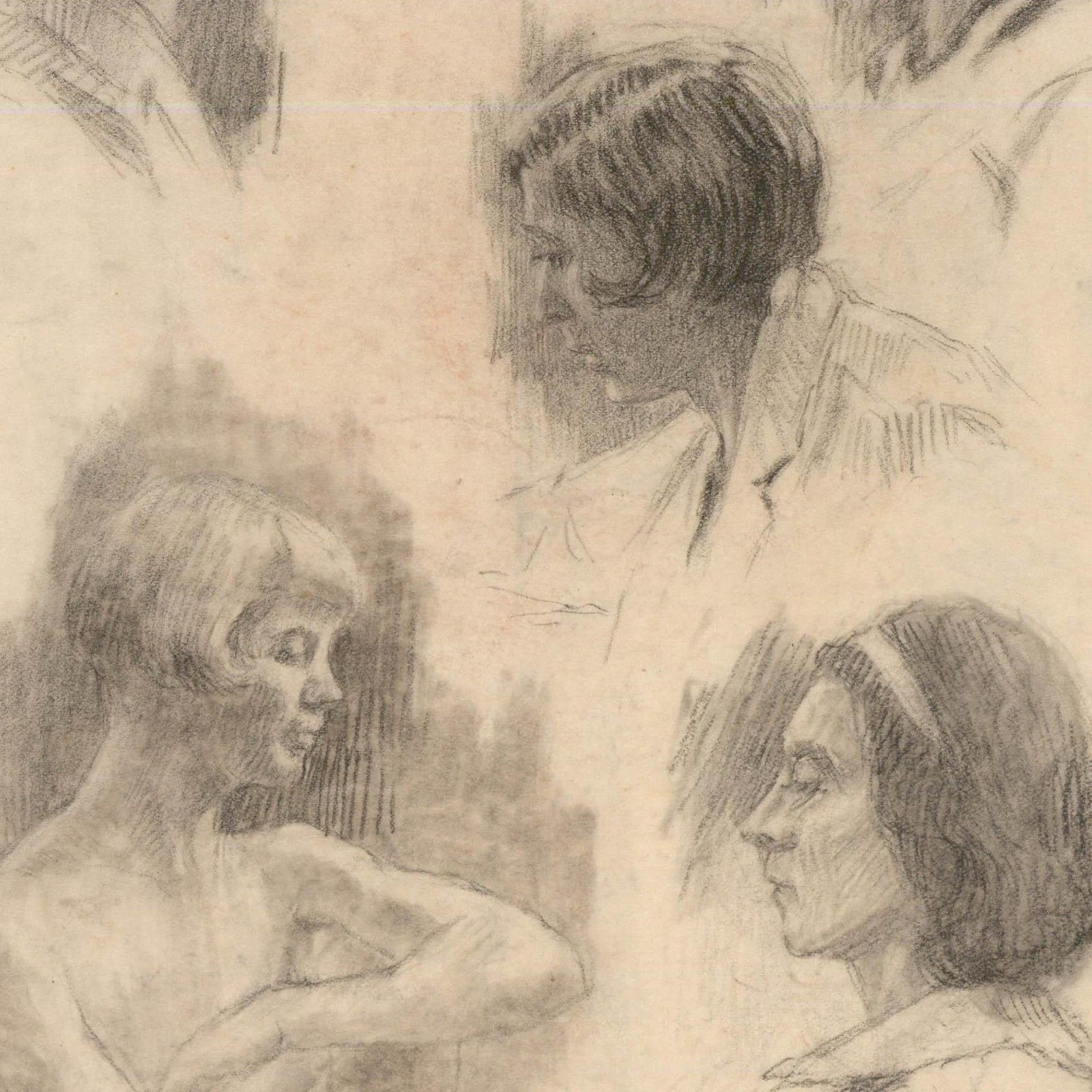 Olivier Duchateau (1876 1939) Early 20th Century Graphite, Heady Studies photo for sale