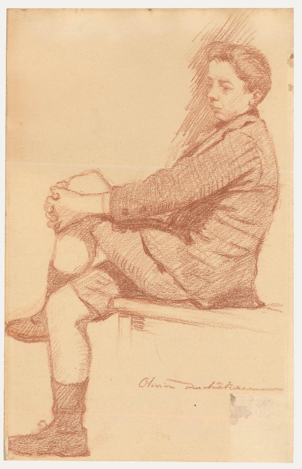 Olivier Duchateau (1876 1939) Early 20th Century Pastel, Seated Boy