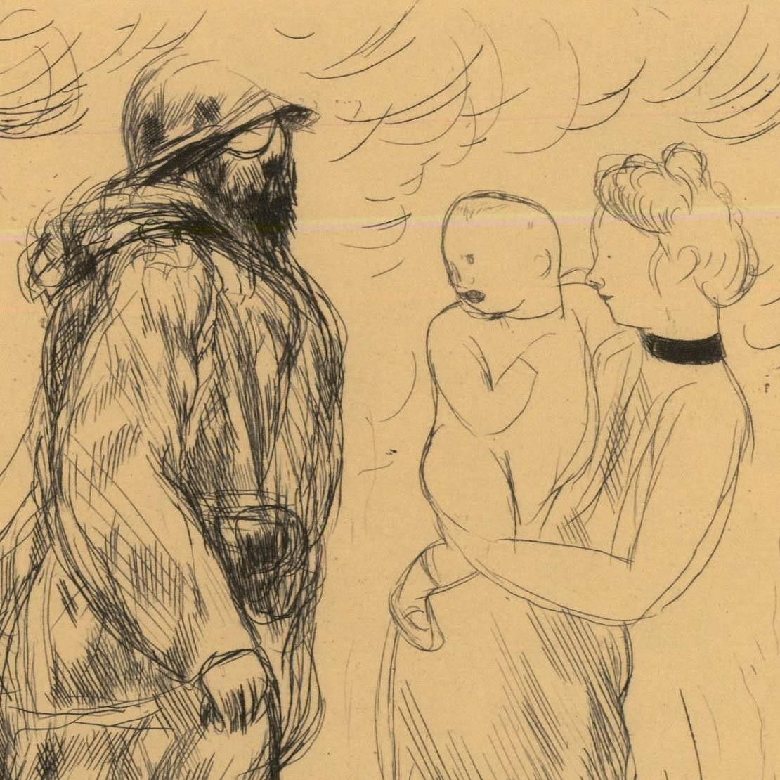 Andre Dunoyer De Segonzac (1884 1974) Etching, Meeting A Soldier photo for sale
