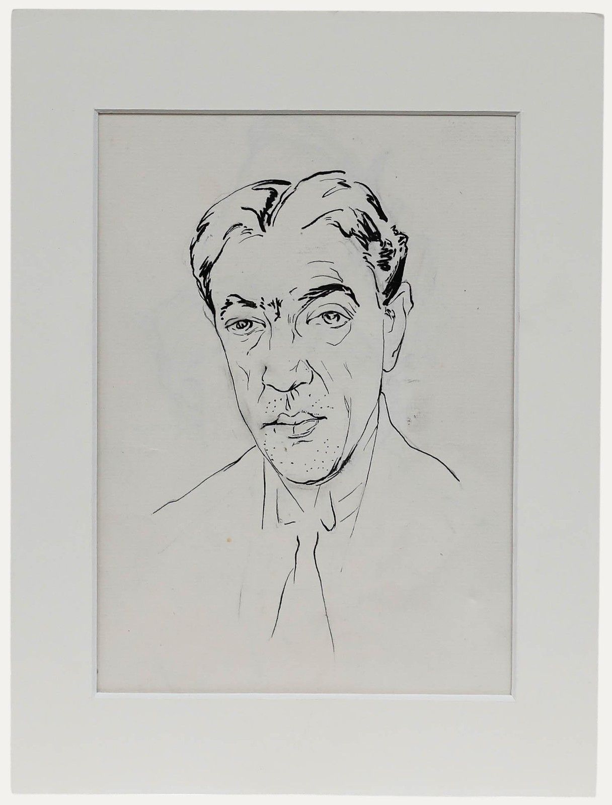 Belgian School Early 20th Century Pen And Ink Drawing Portrait Of A Gentleman