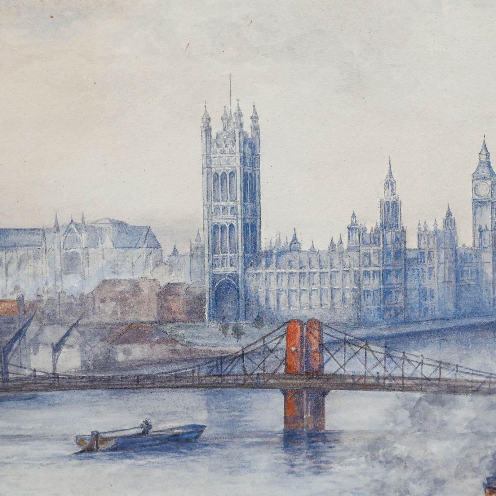 Early 20th Century Watercolour The Palace Of Westminster photo furniture