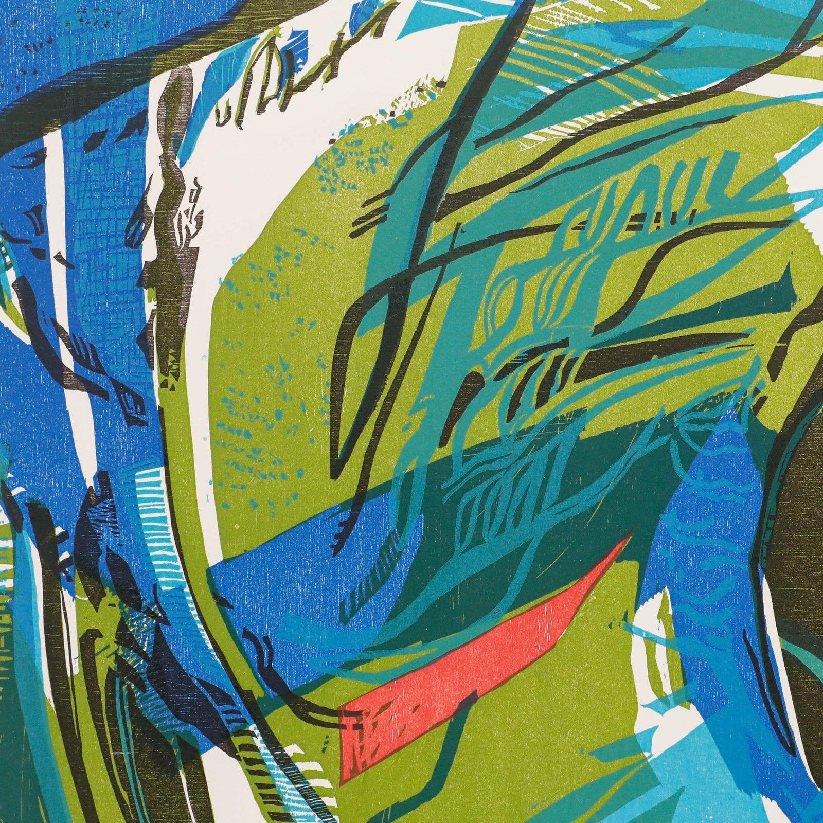 Maja Zürcher (1945 1997) Framed Contemporary Woodcut, Sinuous River photo Art