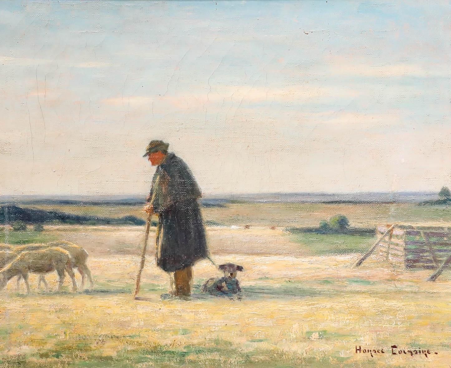 Horace Raoul Colmaire (1875 1965) Early 20th Century Oil, Shepherd And His Dog photo furniture