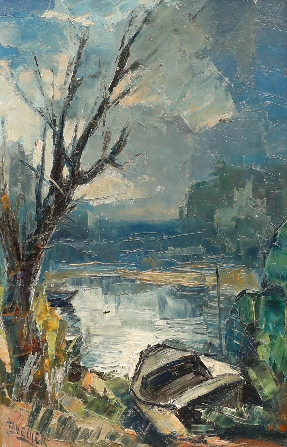 Framed Mid 20th Century Oil Banks Of The Loire photo furniture