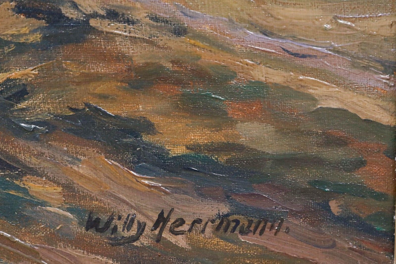 Willy Herrmann (1895 1963) Framed Mid 20th Century Oil, Autumn Evenings photo vinterior
