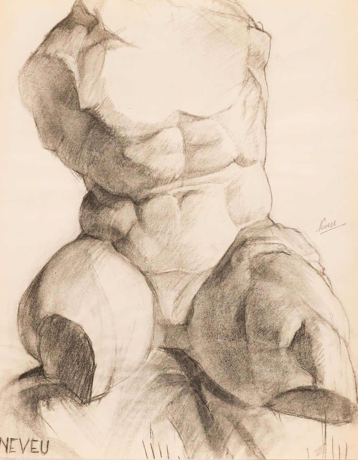 Pierre Neveu (B.1929) Mid 20th Century Graphite Drawing, Academic Study III photo furniture