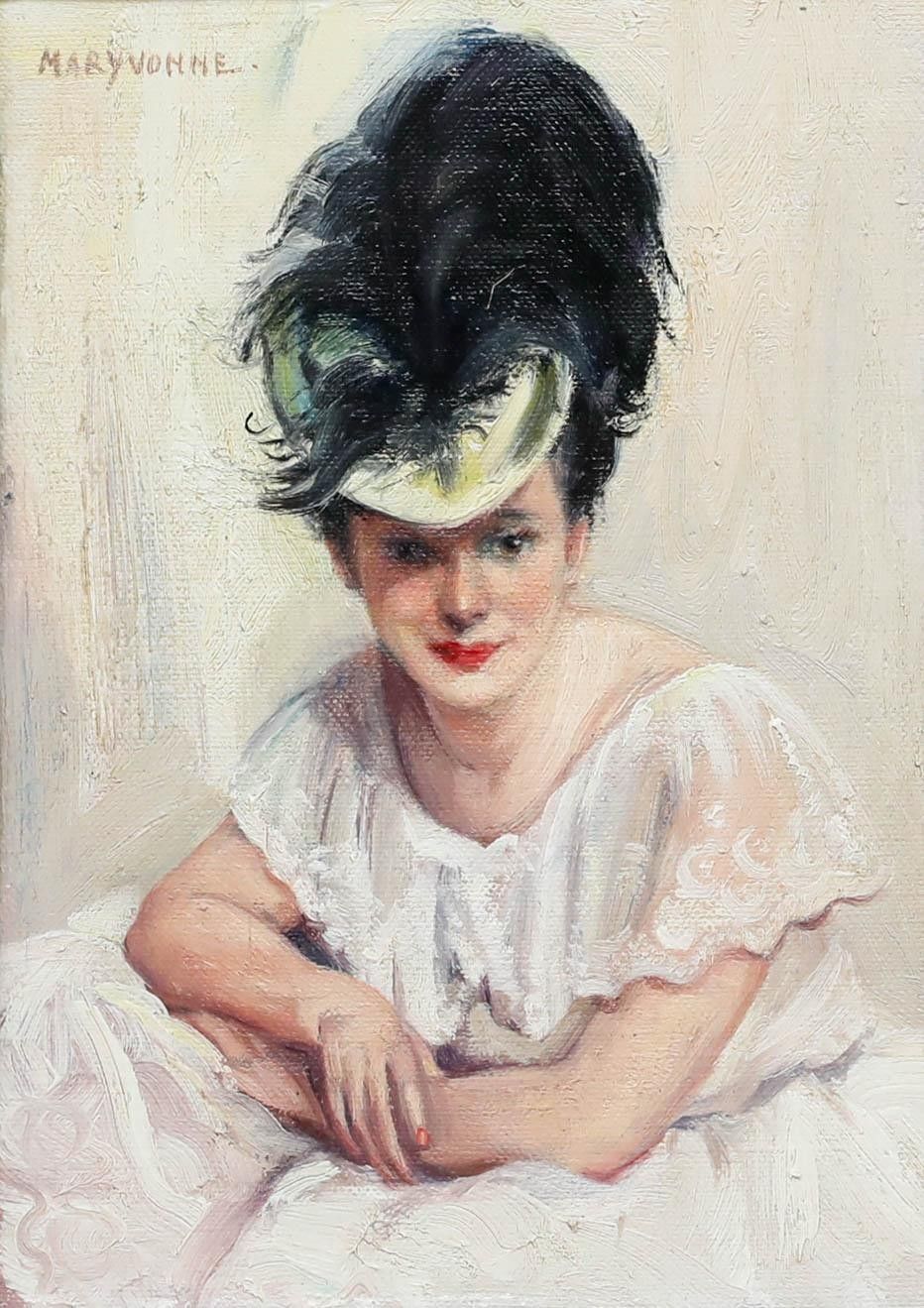 Maryvonne Van De Velde (1896 1954) Oil, Portrait D'elegante Au Chapeau photo furniture