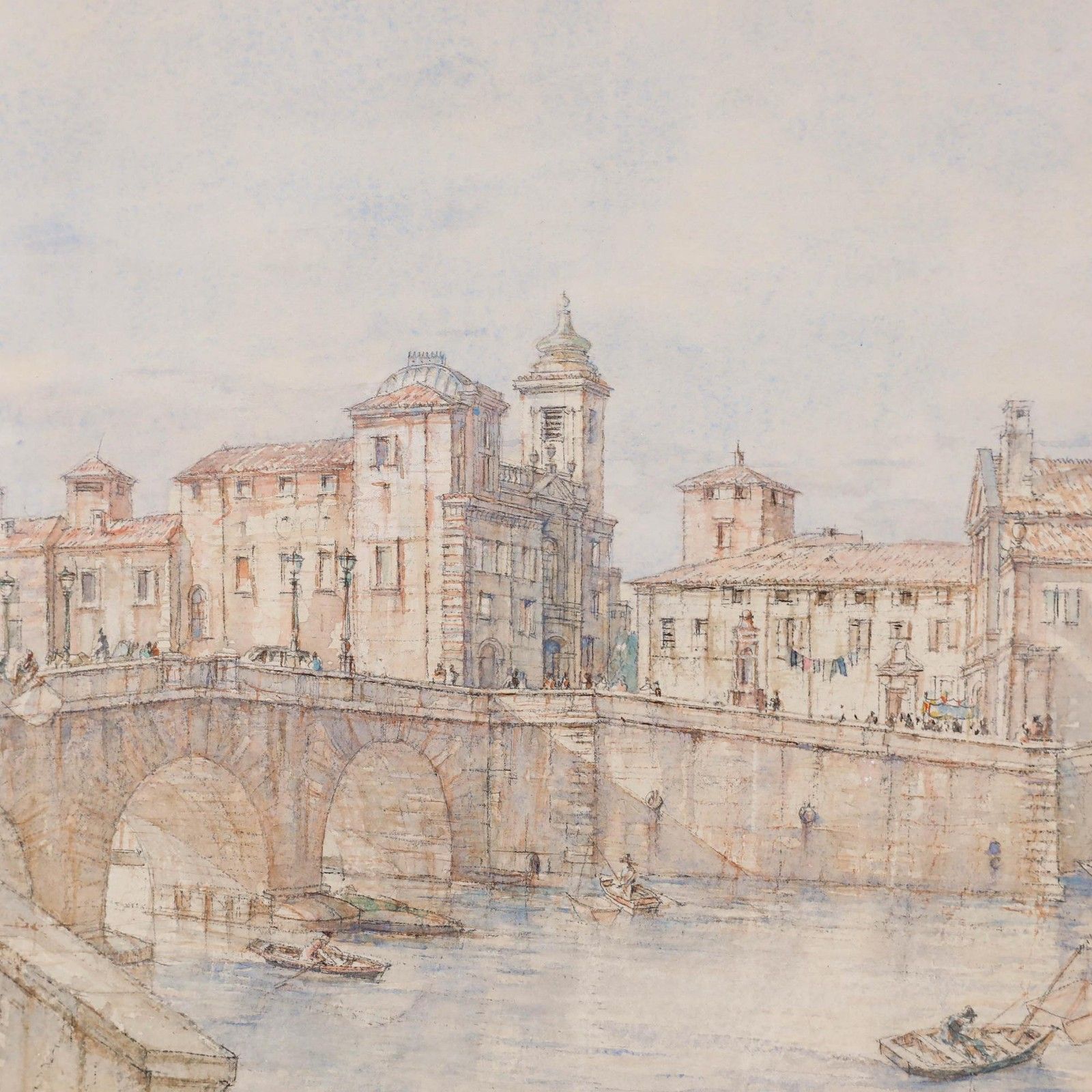 Sir Henry George Rushbury Ra (1889 1968) 1968 Watercolour, Isola Tiberina photo Art