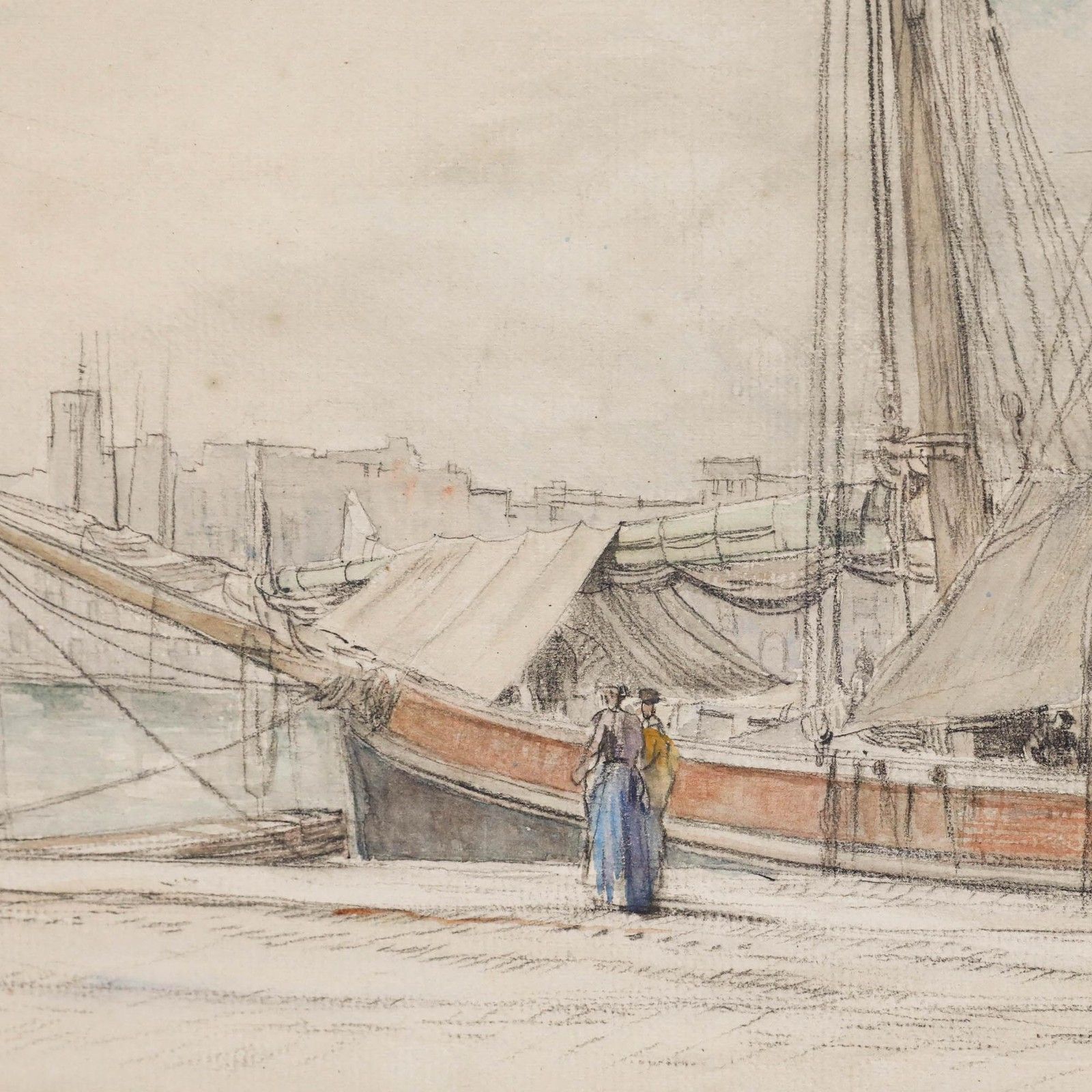 Sir Henry George Rushbury Ra (1889 1968) Watercolour, Sailing Barge photo Art