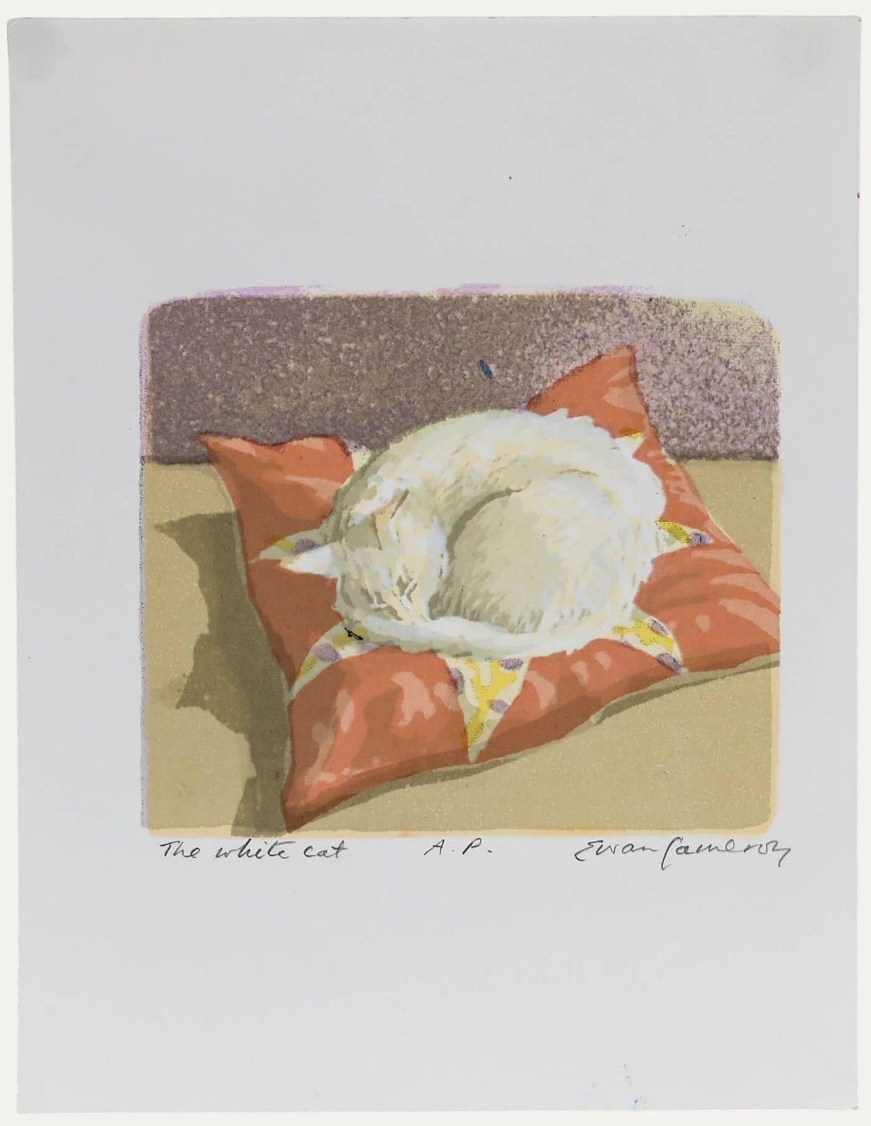 Ewan Cameron 20th Century Silkscreen, The White Cat