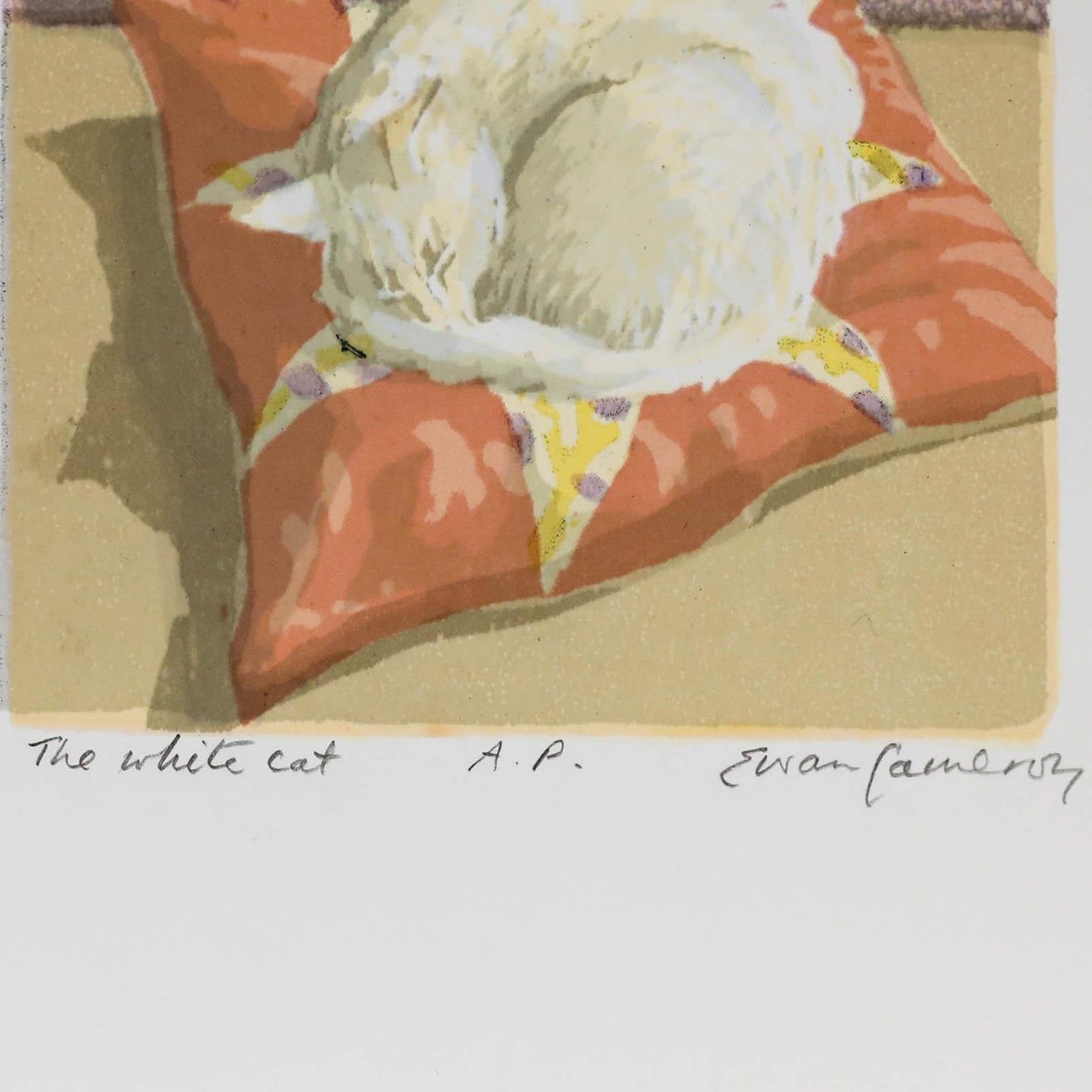 Ewan Cameron 20th Century Silkscreen, The White Cat photo furniture