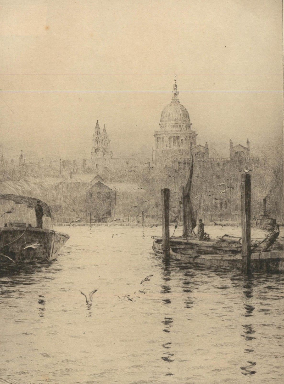 Rowland Langmaid Ra (1897 1956) 1929 Etching, St Paul's From The River photo furniture