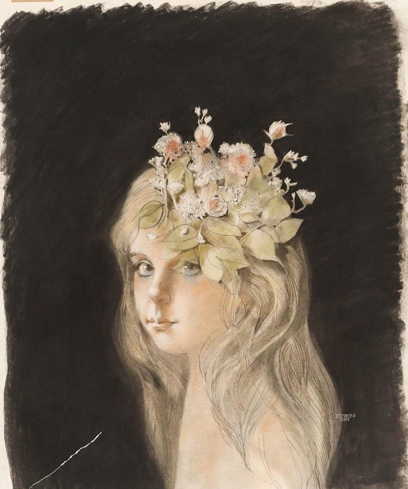 Richard Ewen (1929 2009) 1984 Mixed Media, Girl With Floral Fascinator photo furniture