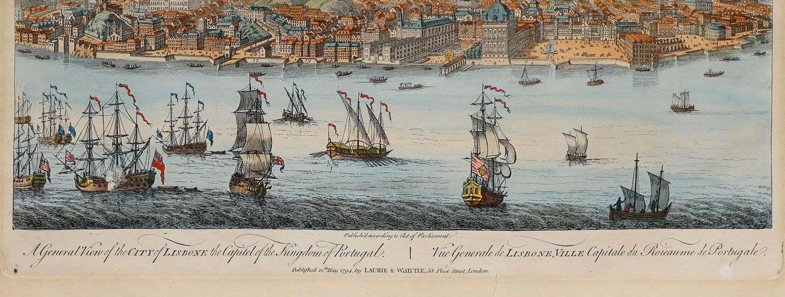 Laurie And Whittle 1794 Engraving, A General View Of The City Of Lisbon photo for sale