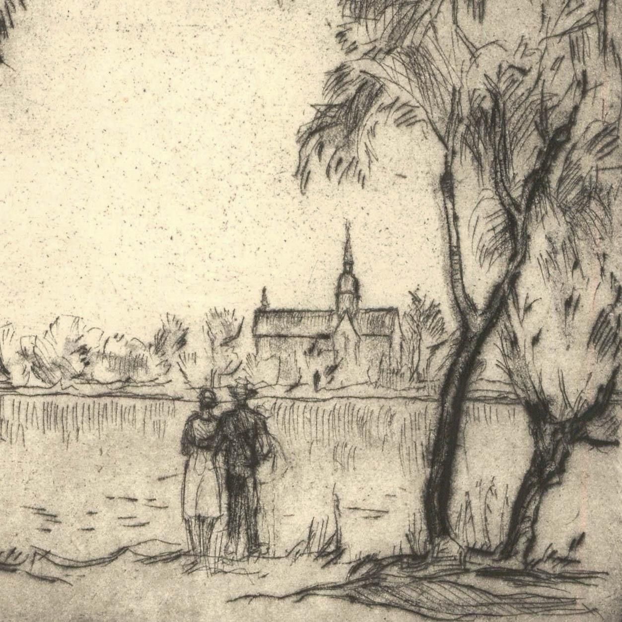 Rudolf Koch (1902 1985) 1978 Etching, The View Across The Lake photo for sale
