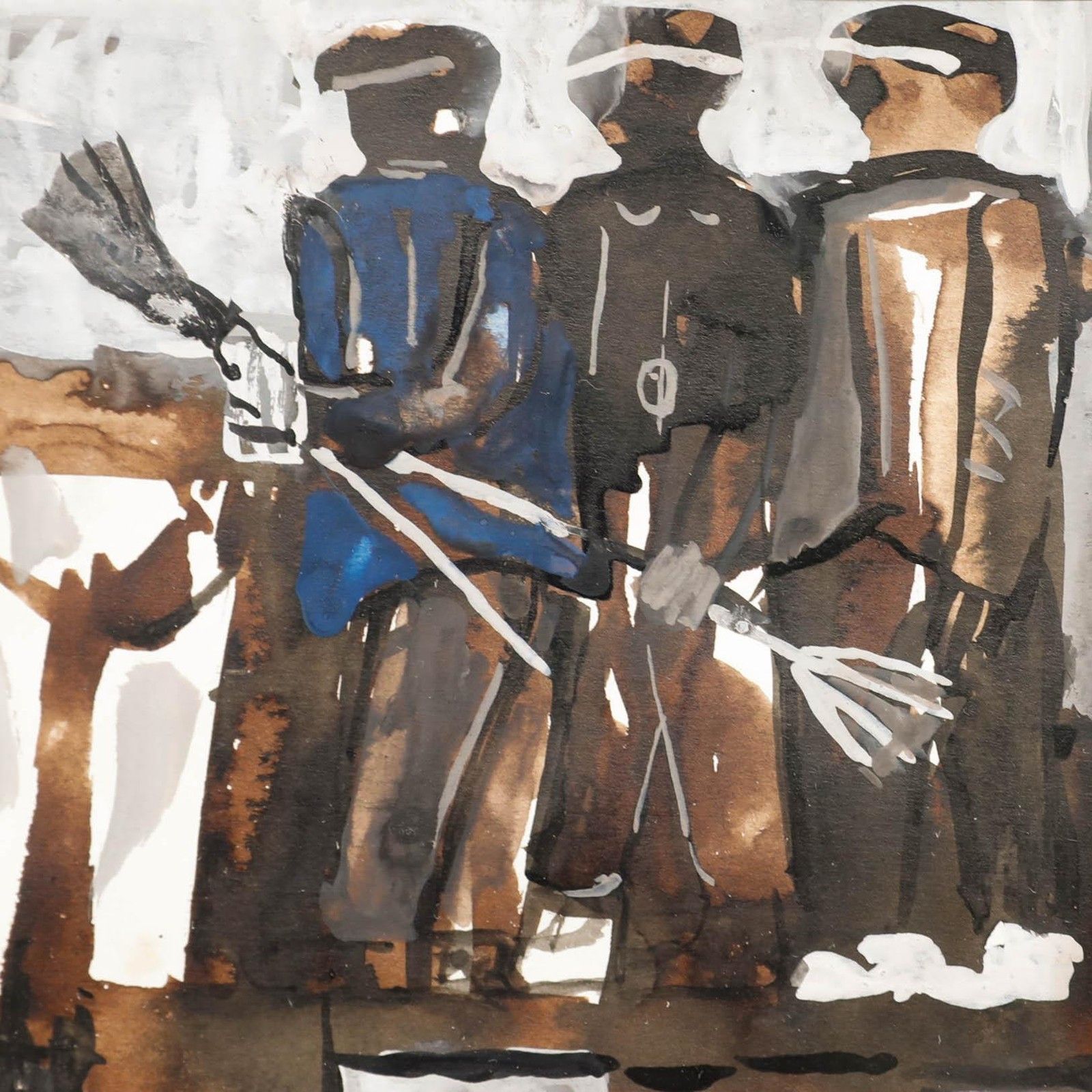 Dorde (Djordje) Ilic (1920 2010) 20th Century Gouache, Street Sweepers photo Art