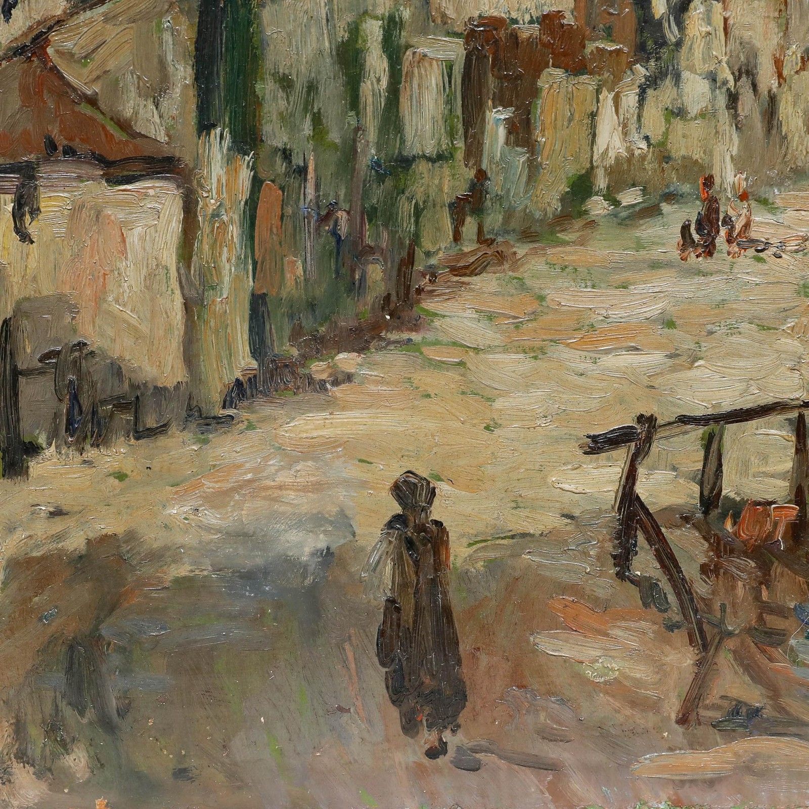 Early 20th Century Oil An Overcast Street photo Art