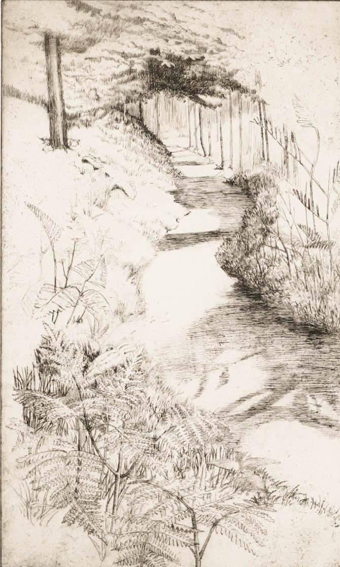 Ellen K. Hallett (1888 1988) C.1920 Etching, Leigh Woods, Bristol photo furniture