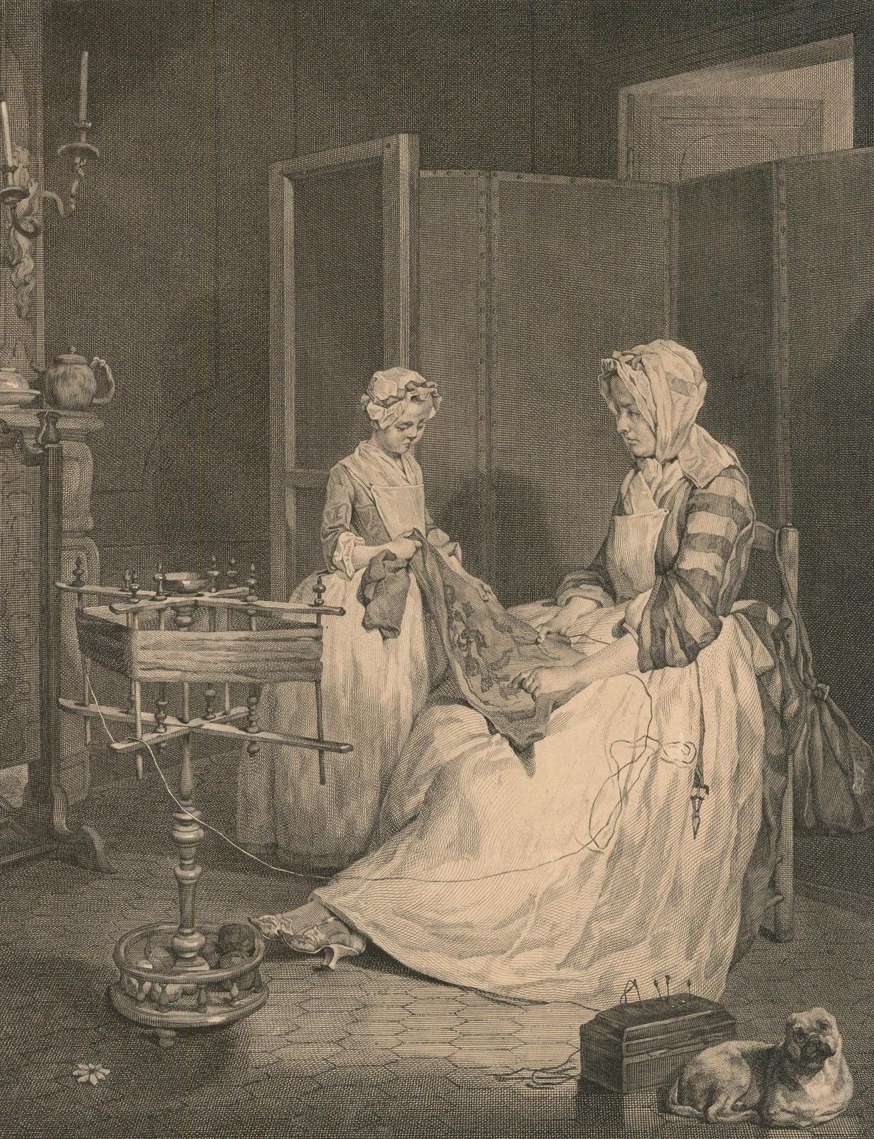 Lepicie (1698 1755) After Chardin (1699 1779) Engraving, La Mere Laborieuse photo furniture