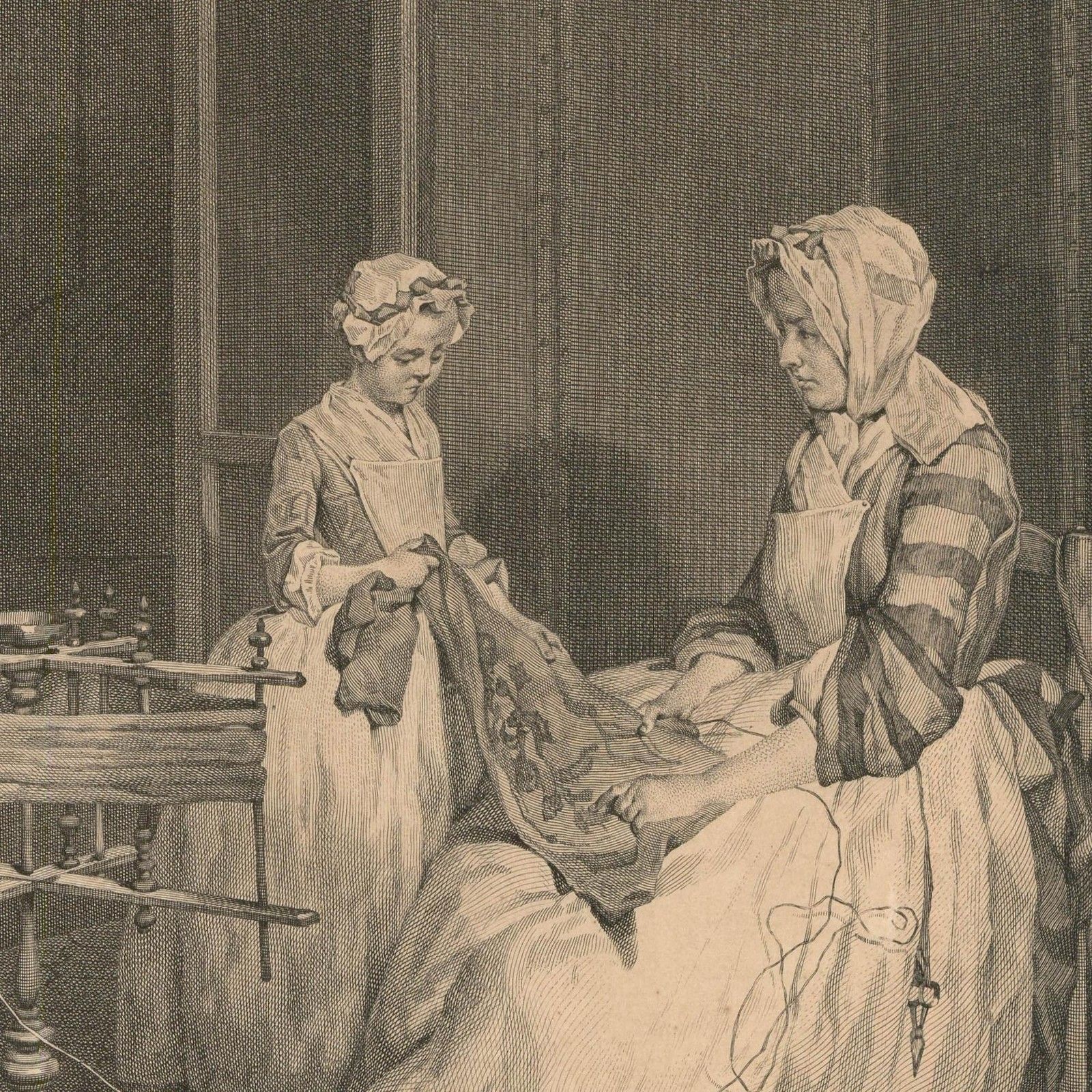Lepicie (1698 1755) After Chardin (1699 1779) Engraving, La Mere Laborieuse photo for sale