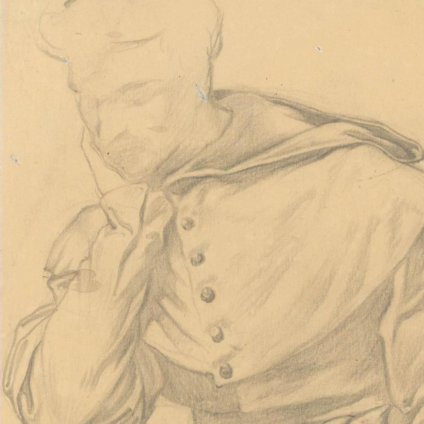 Edward Ridley (1883 1946) Graphite Drawing, Study Of A Scholarly Gentleman photo for sale