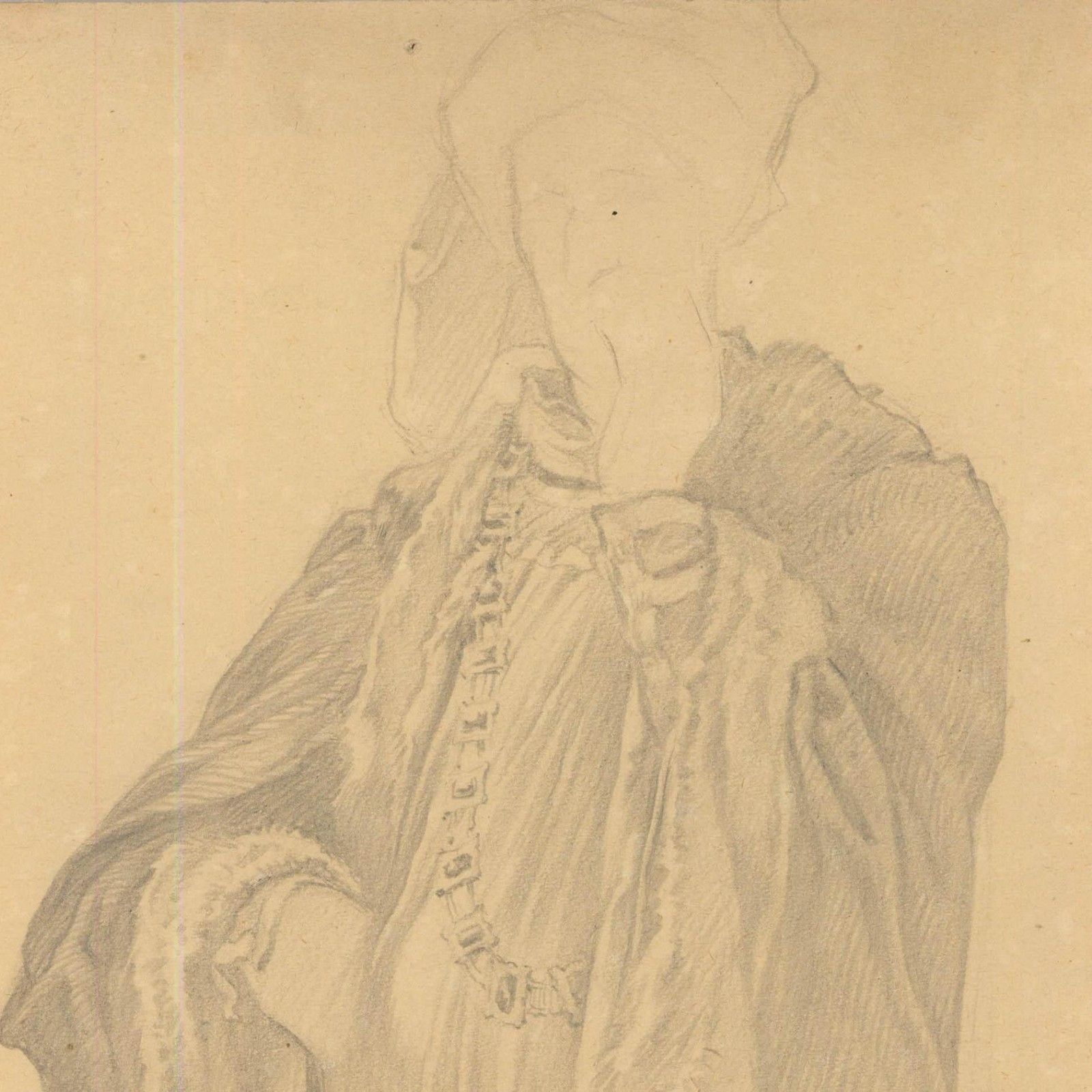 Edward Ridley (1883 1946) Graphite Drawing, Gentleman In Period Attire photo for sale
