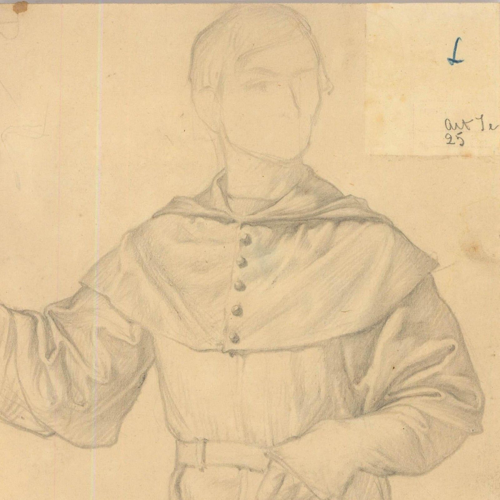 Edward Ridley (1883 1946) Early 20th Century Graphite Drawing, The Thespian photo for sale