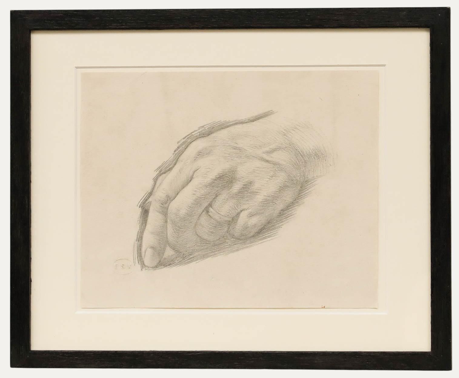 Edward Ridley (1883 1946) Early 20th Century Graphite Drawing, Study Of A Hand