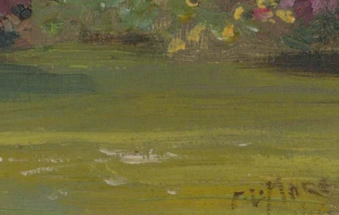 Early 20th Century Oil Garden In Bloom photo Art