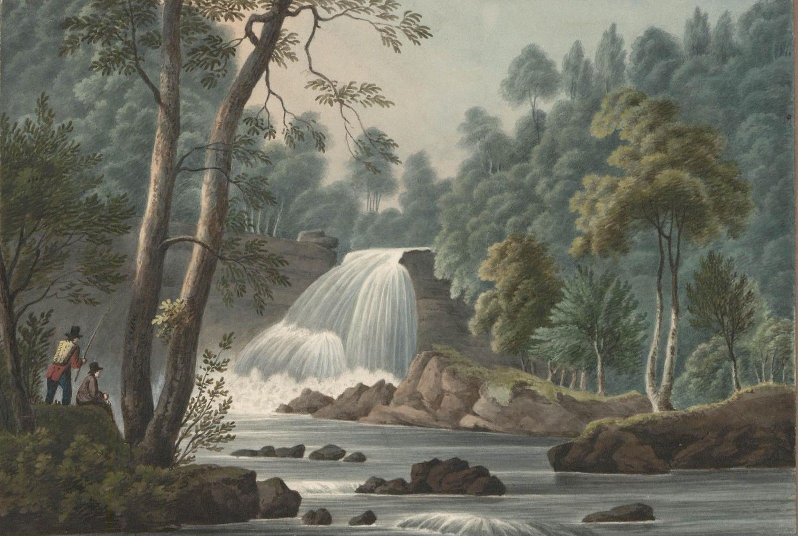 Thomas Remnant Charleton (1756 1849) Watercolour, Falls Of Rhaladyr Du photo furniture