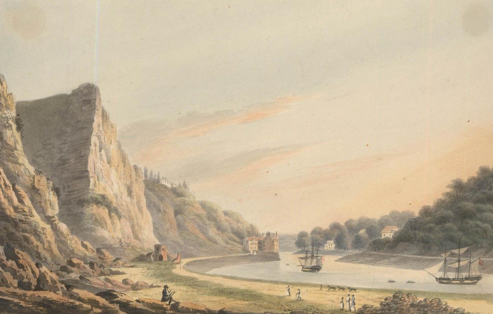 Thomas Remnant Charleton (1756 1849) Watercolour, Hotwells, Clifton photo furniture