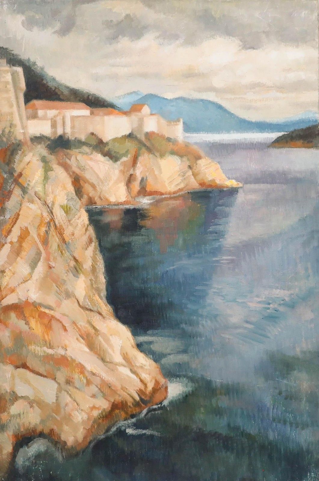 Impressionist 20th Century Oil View Of Dubrovnik photo furniture