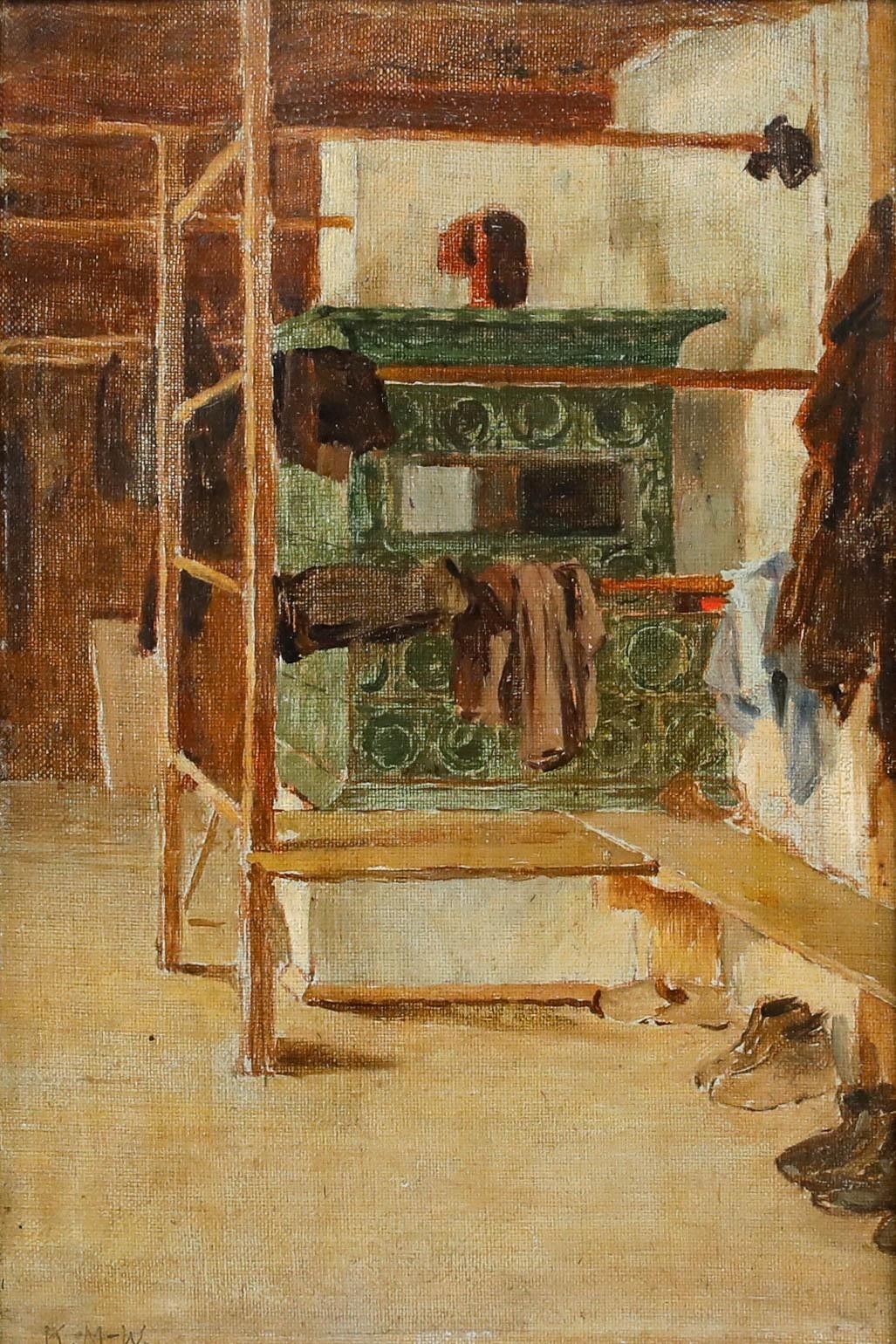 Kunz Meyer Waldeck (1859 1953) 1859 Oil, Drying Clothes By The Stove photo furniture