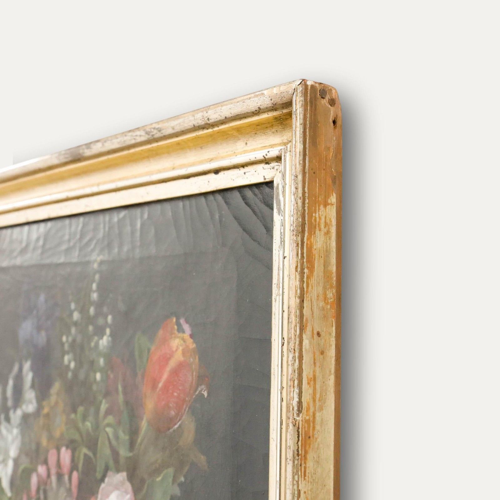 Framed 19th Century Oil Bouquet Of Flowers In A Porcelain Vase photo 750.0