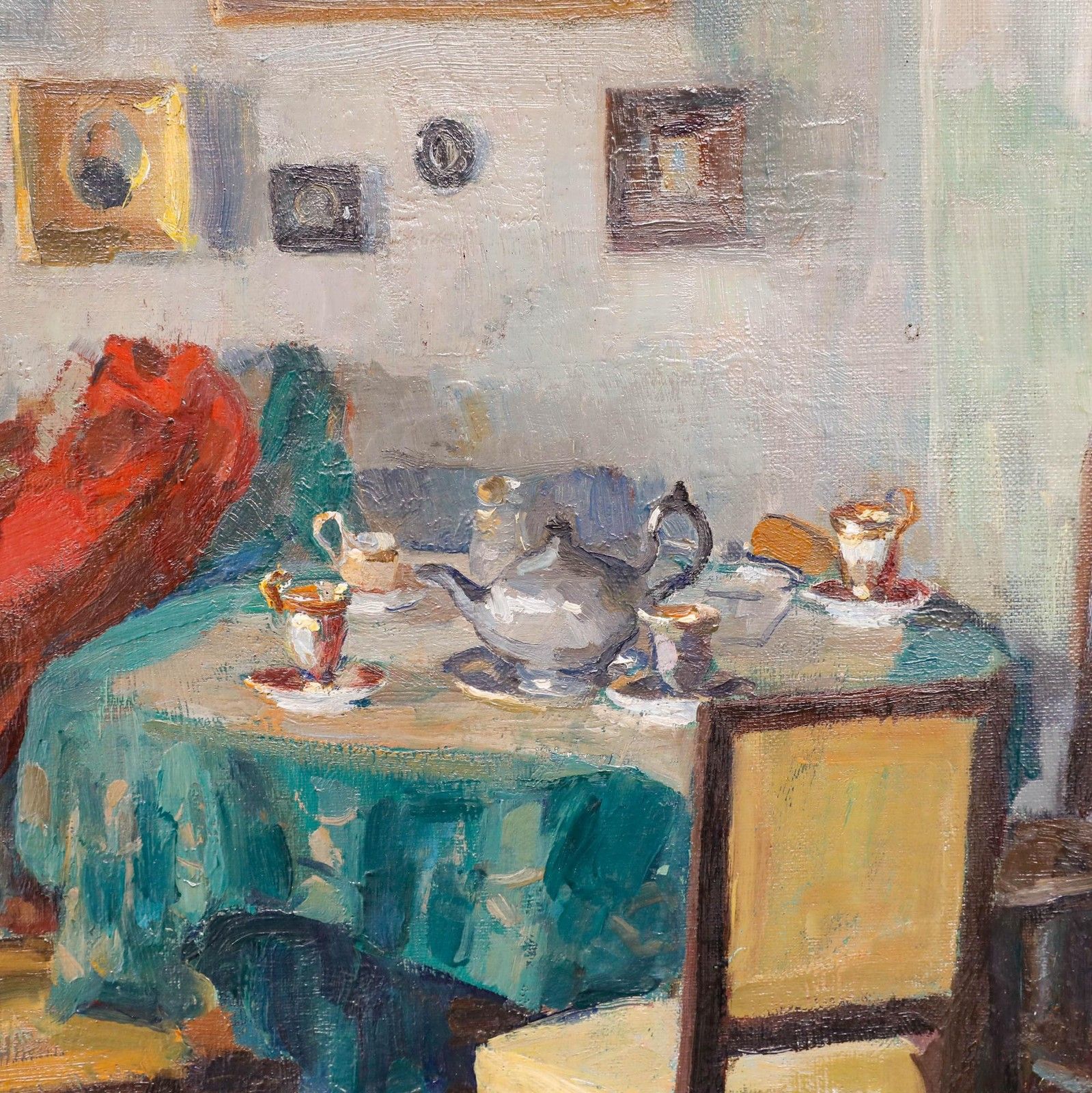 Uta Von Weech (1866 1944) Early 20th Century Oil, In The Dining Room photo Art