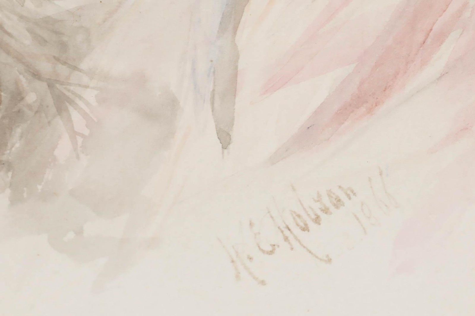 Henry E. Hobson (1820 1881) 1866 Watercolour, Portrait Of A Young Lady In Pink photo vinterior