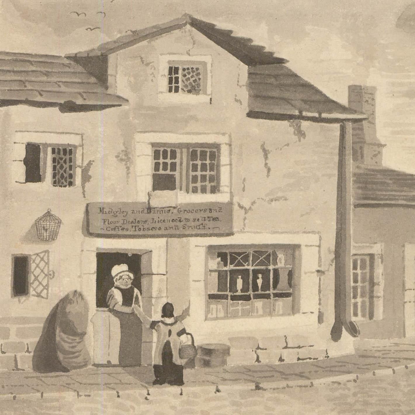 19th Century Watercolour Grocer And Flour Dealer photo for sale
