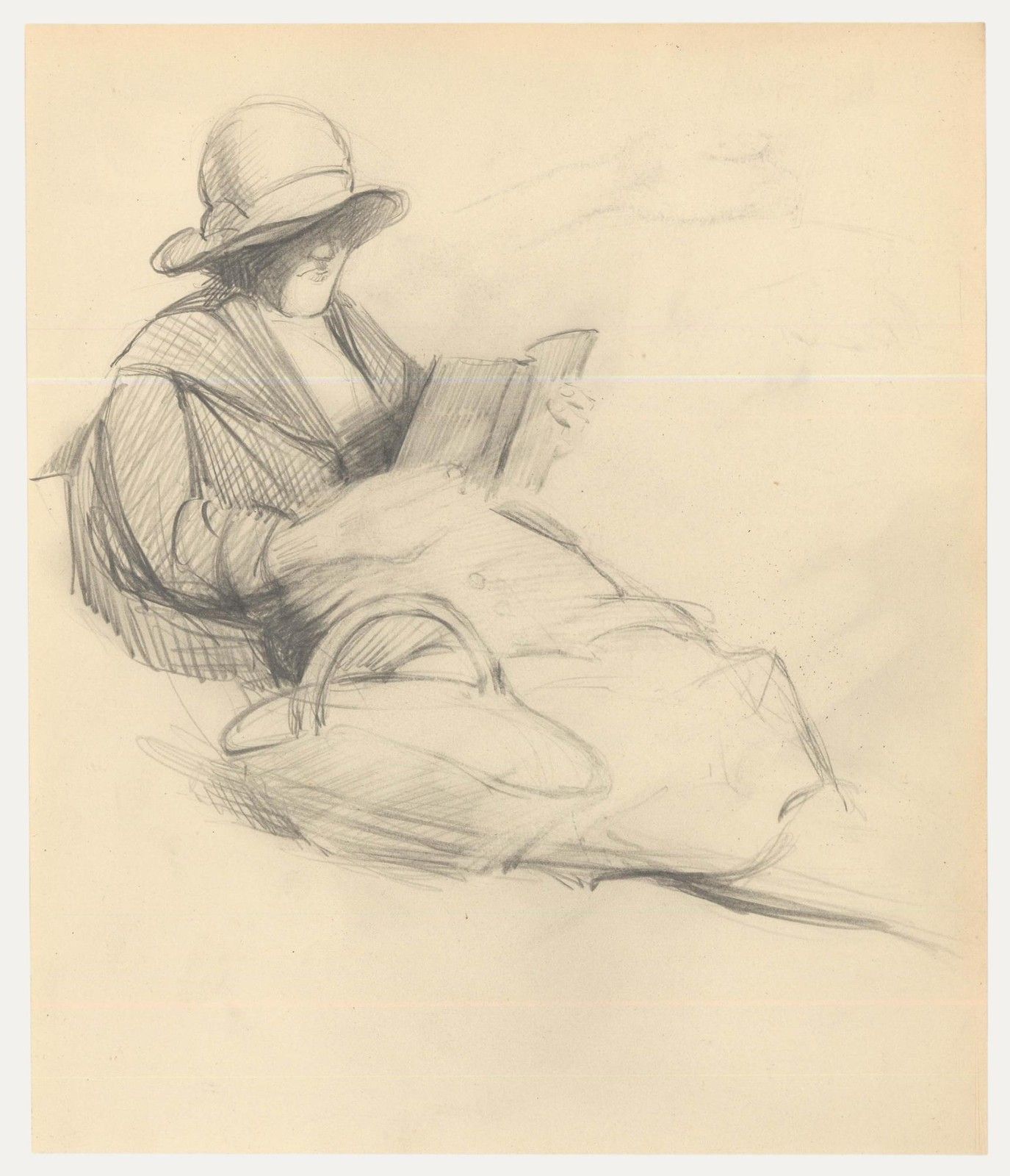 Attrib. John Cluysenaar (1899 1986) Graphite Drawing, Study Of A Lady Reading