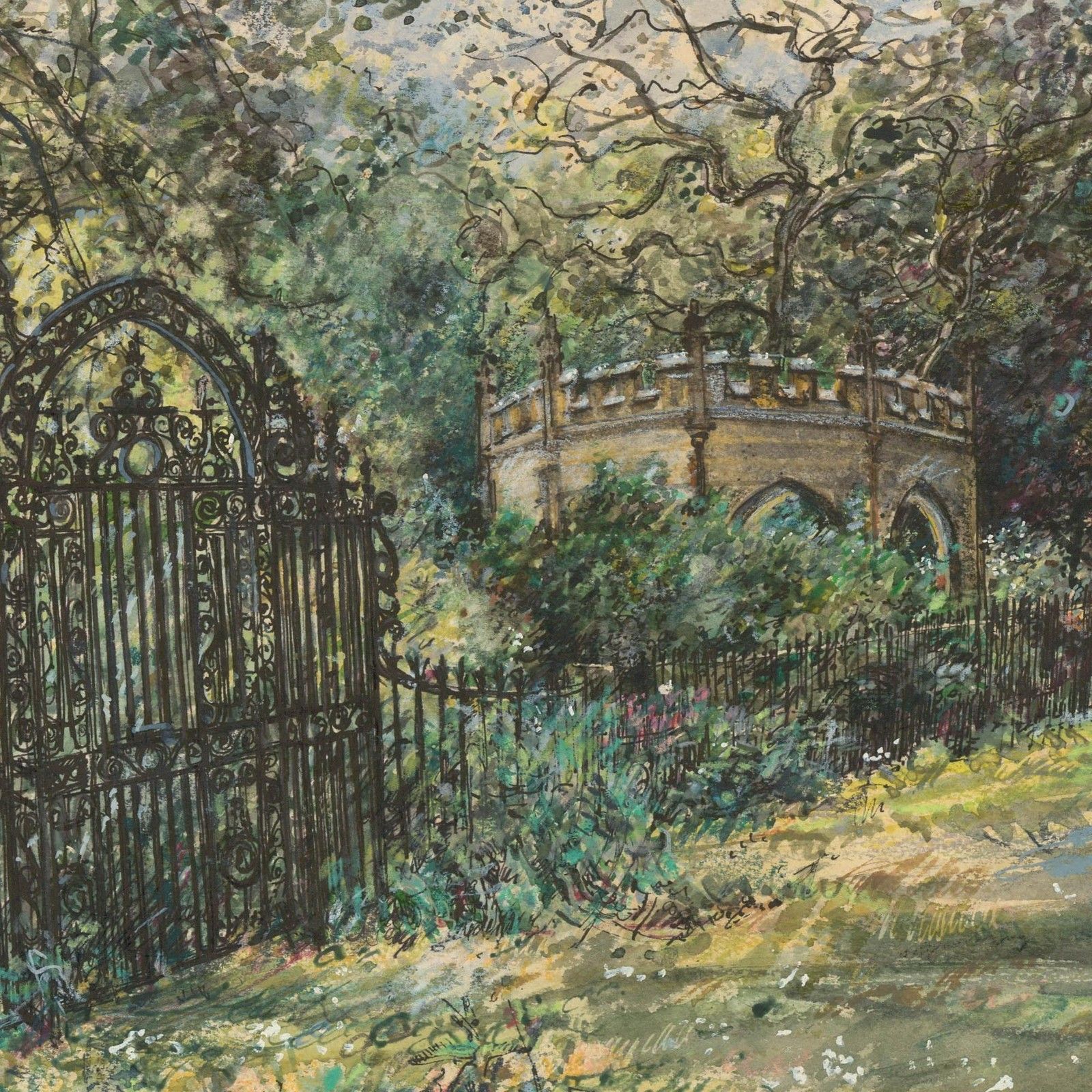 Norah K. Rogerson 20th Century Watercolour, The Garden Gate, Renishaw Hall photo for sale